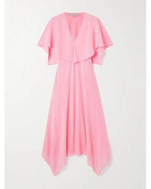 Stella McCartney Asymmetric Draped Silk-Crepe Midi Dress - Pink