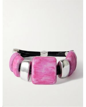 Isabel Marant Paradise Armband Mit Leder, Harz Und Silberfarbenen Details - Pink
