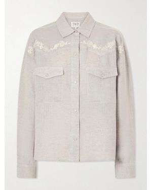 Twp Western Embroidered Hemp Shirt - White
