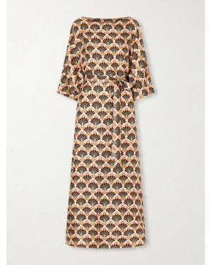 La DoubleJ Muumuu Silk-Twill Midi Dress - Natural