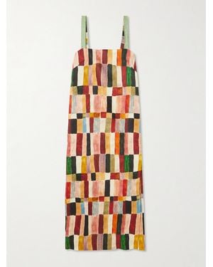 ALMAIS Hazel Printed Linen-Blend Maxi Dress in Pink | Lyst