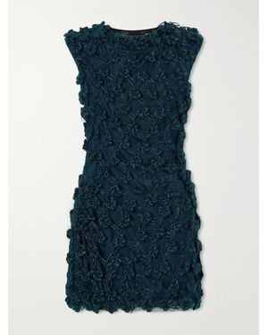 PAULINE DUJANCOURT Amber Layered Floral-Appliquéd Crochet And Organza Mini Dress - Blue
