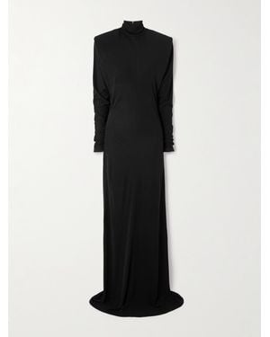 Stella McCartney Robe Aus Elastischem Crêpe Mit Stehkragen - Schwarz