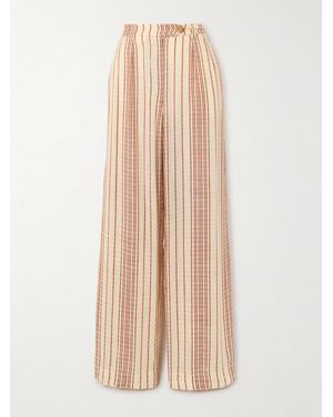 Alix Of Bohemia Pantalon Droit En Jacquard De Lin À Rayures Diana Penny - Neutre