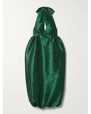 Kika Vargas Ivy Gathered Taffeta Halterneck Midi Dress - Green