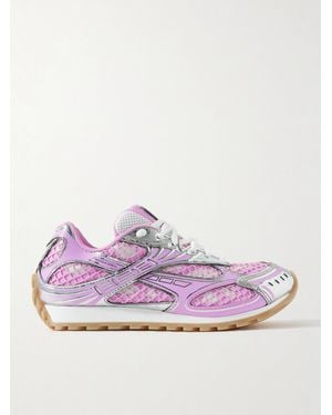 Bottega Veneta Orbit Mesh And Leather Trainers - Purple