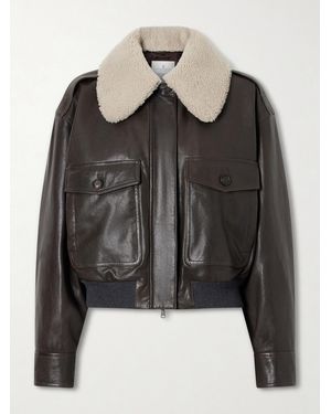 Brunello Cucinelli Shearling-Trimmed Leather Jacket - Black