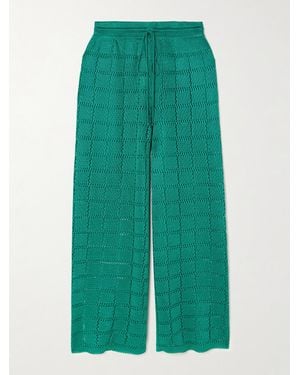 Calle Del Mar Crocheted Wide-Leg Trousers - Green