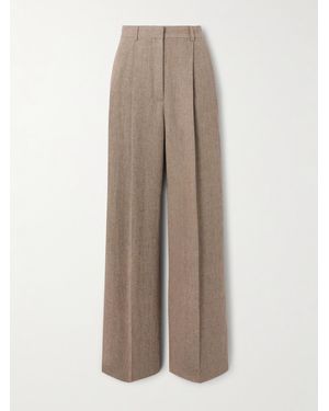 Loro Piana Kurt Pleated Linen Wide-Leg Pants - Natural