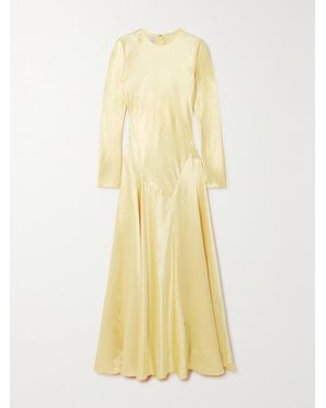 Abadia Yara Panelled Hammered-Satin Gown - Yellow