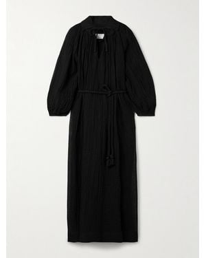 Lisa Marie Fernandez Poet Linen-Blend Gauze Midi Dress - Black