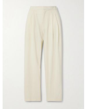 St. Agni Pleated Wool-Blend Wide-Leg Trousers - Natural