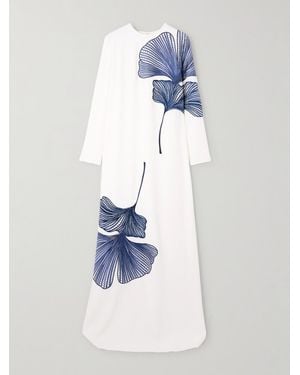 Costarellos Austie Embroidered Crepe Gown - Blue