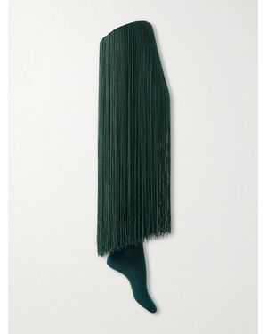 Alaïa Fringed Knit High Socks - Green