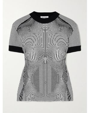 Jean Paul Gaultier Trompe L'Oeil Striped Jacquard-Knit T-Shirt - Gray