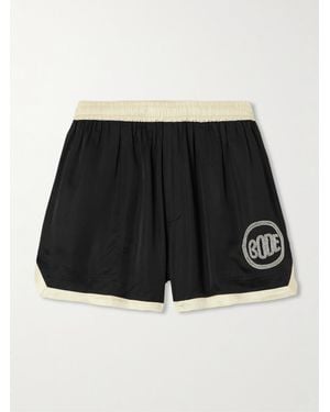 Bode Crystal-Embellished Satin Shorts - Black