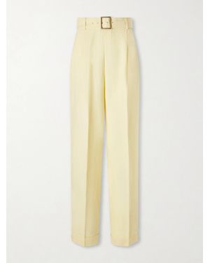 Polo Ralph Lauren Belted Linen Wide-Leg Trousers - Yellow