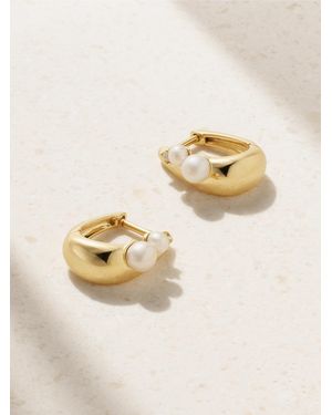 Mizuki 14-Karat, Pearl And Diamond Hoop Earrings - Natural