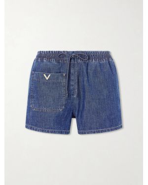 Valentino Garavani Embellished Denim Shorts - Blue