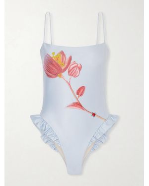 Agua Bendita Montaña Bead-Embellished Stretch Recycled Swimsuit - White