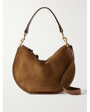 Isabel Marant Oskan Soft Zipped Leather-Trimmed Suede Shoulder Bag - Brown