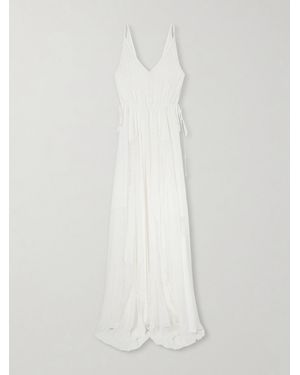 Heirlome Josephine Lace-Trimmed Silk-Georgette Maxi Dress - White