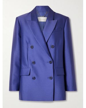 Zimmermann Natura Double-Breasted Wool And Silk-Blend Blazer - Blue
