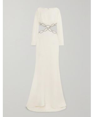 Valentino Garavani Cutout Crystal-Embellished Silk-Cady Gown - Natural