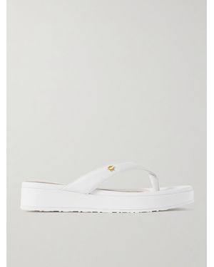 Gianvito Rossi Tahiti Leather Platform Flip Flops - Natural