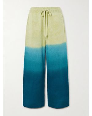 The Elder Statesman Nora Lite Tie-Dyed Cotton Wide-Leg Pants - Blue