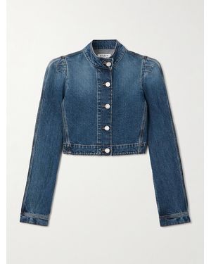 Alaïa Cropped Denim Jacket - Blue