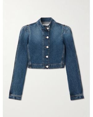Alaïa Cropped Denim Jacket - Blue