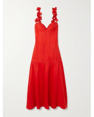 ANDRES OTALORA Ser Arte Appliquéd Linen Maxi Dress - Red