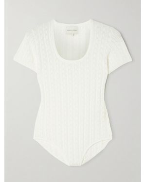 Loulou de Saison Silas Pointelle-Knit Bodysuit - White