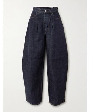 Jacquemus The Ovalo De-Nîmes Pleated High-Rise Barrel-Leg Jeans - Blue