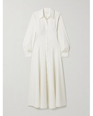 DIOTIMA Lewis Crocheted Cotton-Trimmed Wool Maxi Shirt Dress - White