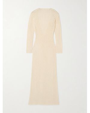 Escvdo Misha Open-Back Crocheted Cotton Maxi Dress - Natural