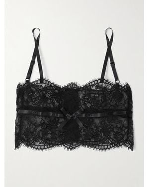 Dolce & Gabbana Satin-Trimmed Chantilly Lace Top - Black