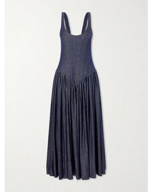 Gabriela Hearst Isai Pleated Linen And Silk-Blend Maxi Dress - Blue