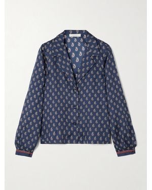 Doen Elene Paisley-Print Silk-Satin Blouse - Blue