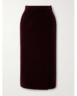 Saint Laurent Cotton-Velvet Midi Skirt - Black
