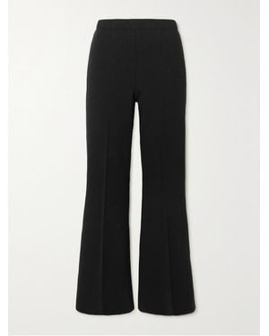 High Sport Kick Cropped Stretch-Cotton Flared Trousers - Black