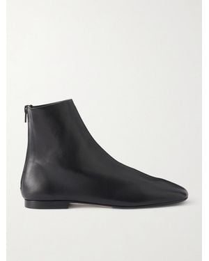 TOTEME Contour Leather Ankle Boots - Black
