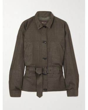 Loro Piana Jaylon Belted Linen And Wool-Blend Jacket - Green