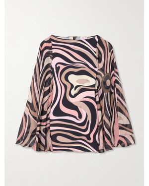PUCCI Cape-Effect Printed Silk Crepe De Chine And Stretch-Jersey Mini Dress - Pink