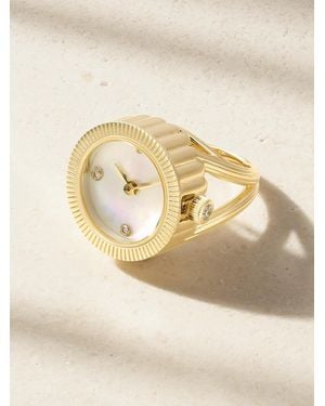 Yvonne Léon 9-Karat, Mother-Of-Pearl And Diamond Ring Watch - Natural