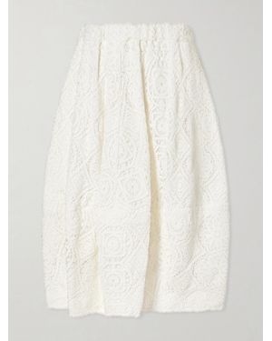 Comme des Garçons Pleated Crocheted Cotton Midi Skirt - White