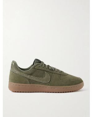 Nike Field General Snake-Effect Leather-Trimmed Suede Sneakers - Green