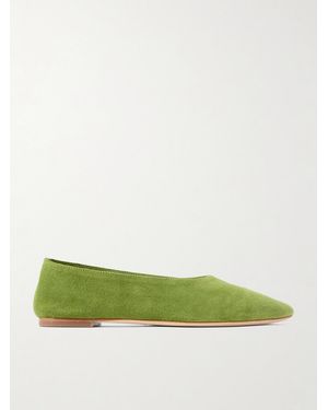 STAUD Alba Suede Ballet Flats - Green