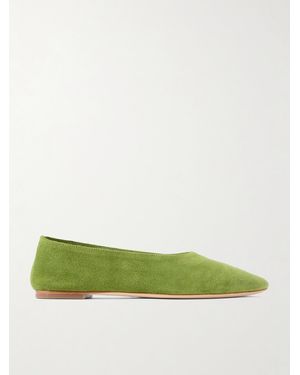 STAUD Alba Suede Ballet Flats - Green